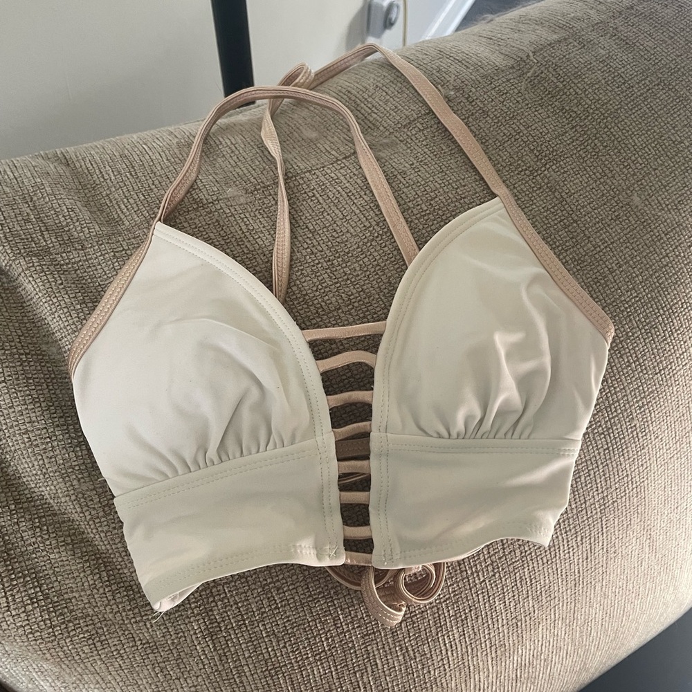 Elegant white Strappy Bikini Top